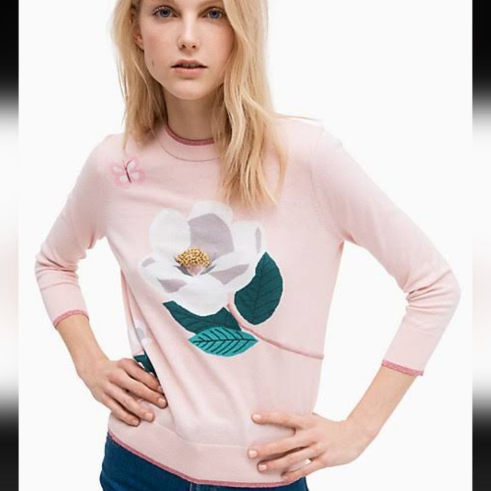 Kate Spade cashmere blend floral sweater XL